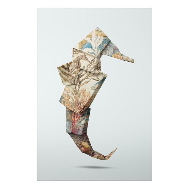 Aluminium Dibond schilderijen Origami Seahorse