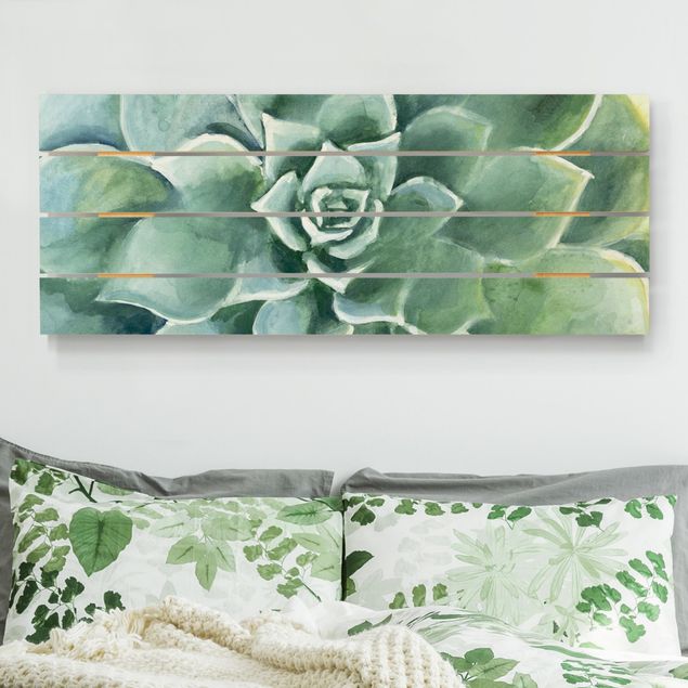 Houten schilderijen op plank Succulent Plant Watercolour Dark