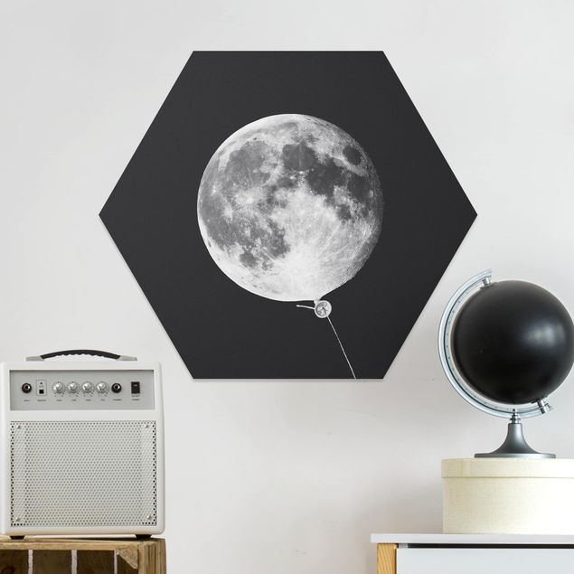 Hexagons Forex schilderijen Balloon With Moon