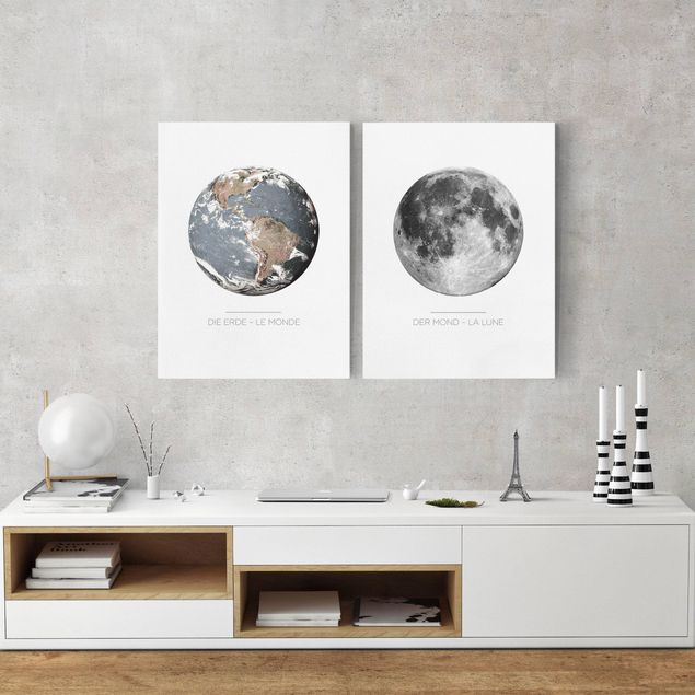Canvas schilderijen - 2-delig  Moon And Earth