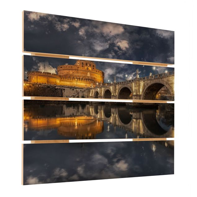 Houten schilderijen op plank Ponte Sant'Angelo In Rome