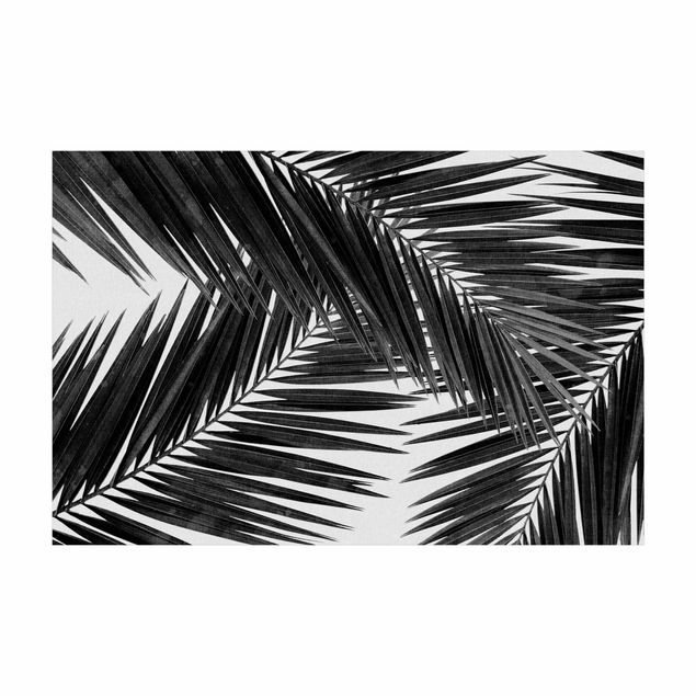 Vloerkleed natuur View Through Palm Leaves Black And White