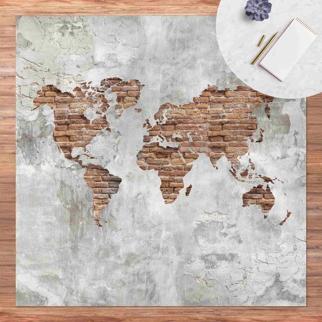 3d kleed Shabby Concrete Brick World Map