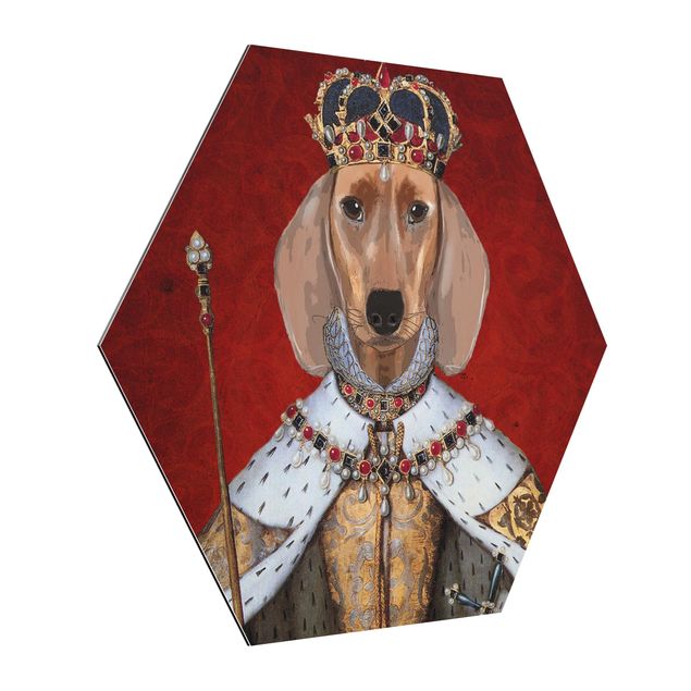Hexagons Aluminium Dibond schilderijen Animal Portrait - Dachshund Queen