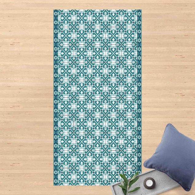 lopers Geometrical Tile Mix Hearts Turquoise