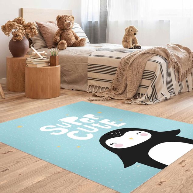 blauw tapijt Super Cute Penguin