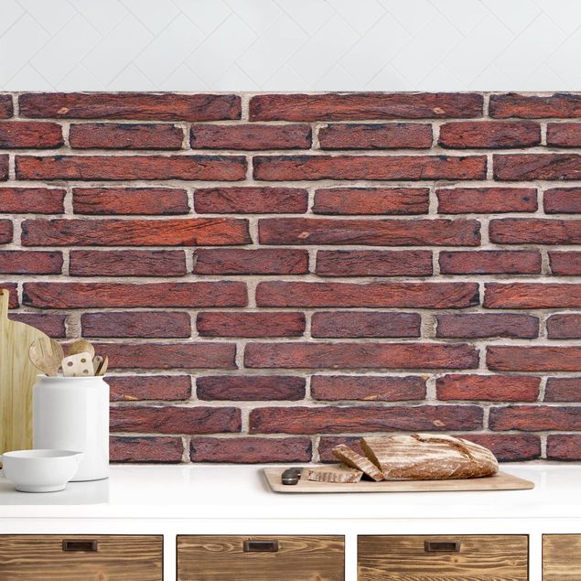 Achterwand voor keuken patroon Brick Wall Red