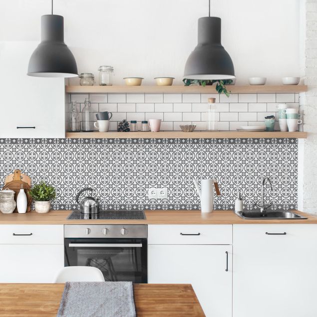 Achterkant keuken Geometrical Tile Mix Circles Grey