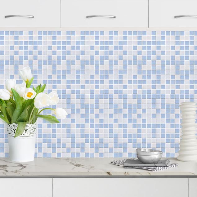 Achterwand voor keuken patroon Mosaic Tiles Light Blue
