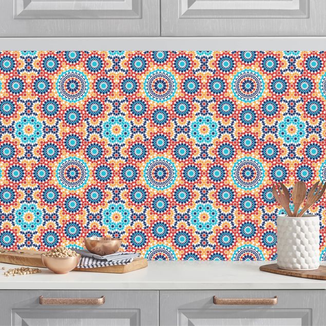 Achterwand voor keuken patroon Oriental Patterns With Colourful Flowers