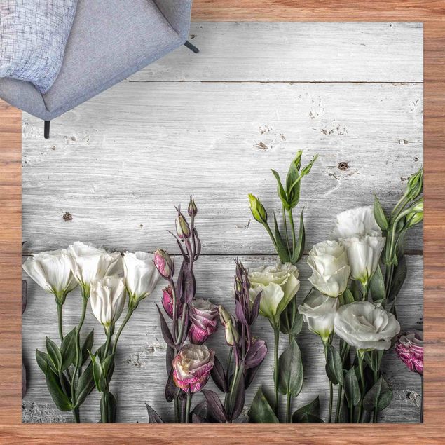 Vloerkleed modern Tulip-Rose Shabby Wood Look