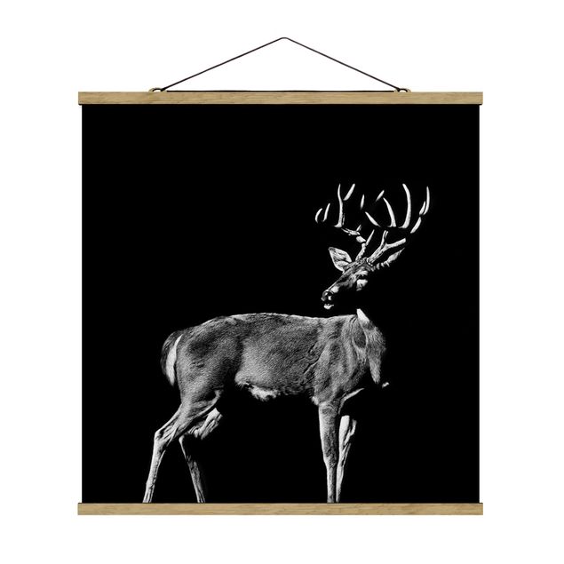 Stoffen schilderij met posterlijst Deer In The Dark