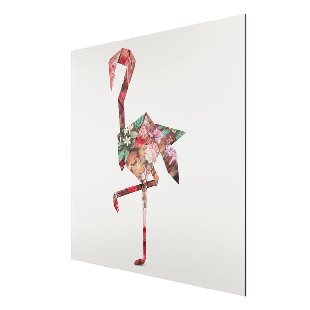 Aluminium Dibond schilderijen Origami Flamingo