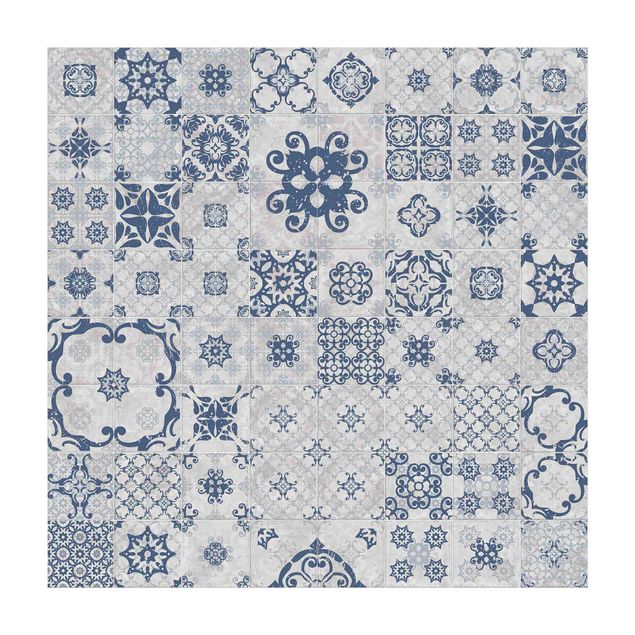 Vloerkleed blauw Ceramic Tiles Agadir Blue