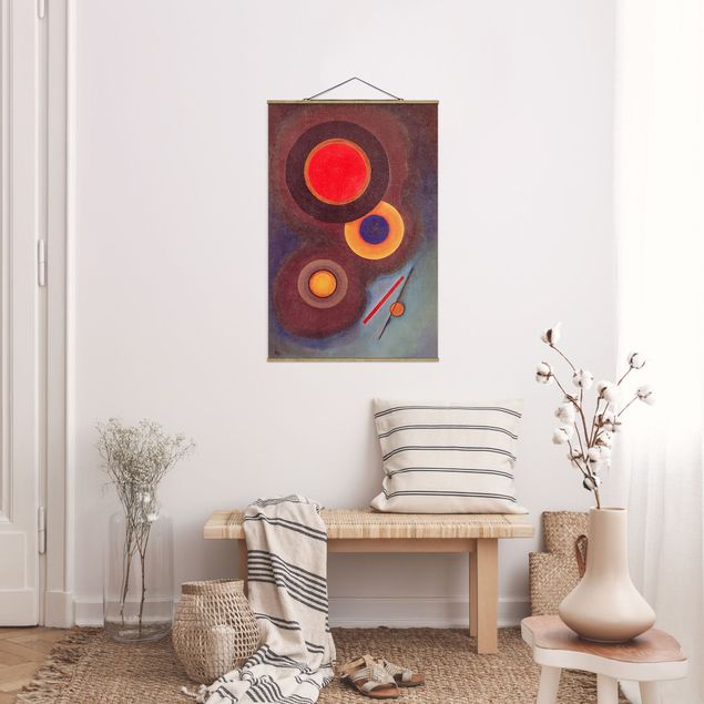 Stoffen schilderij met posterlijst Wassily Kandinsky - Circles And Lines