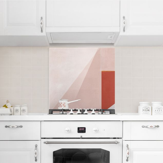 Spatscherm keuken Pink Geometry