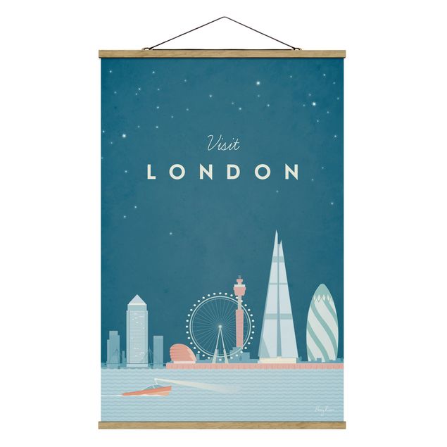 Stoffen schilderij met posterlijst Travel Poster - London