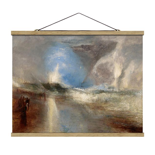 Stoffen schilderij met posterlijst William Turner - Rockets And Blue Lights (Close At Hand) To Warn Steamboats Of Shoal Water