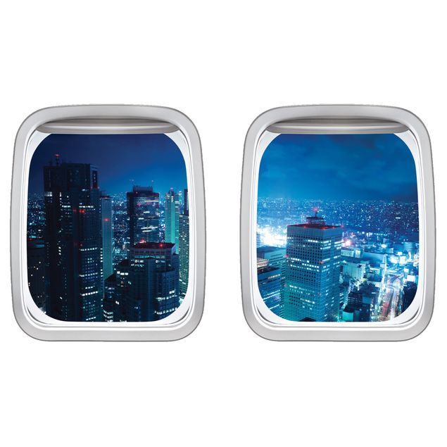 Muurstickers 3d Aircraft Window The Atmosphere In Tokyo