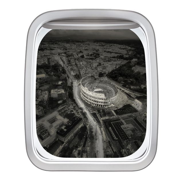 Muurstickers 3d Aircraft Window Colosseum From Above