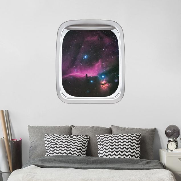Muurstickers heelal Aircraft Window Orion Nebula