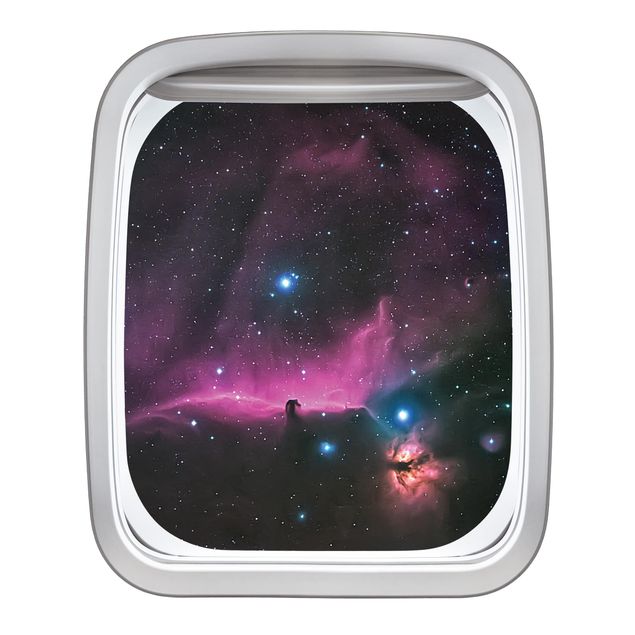 Muurstickers Aircraft Window Orion Nebula