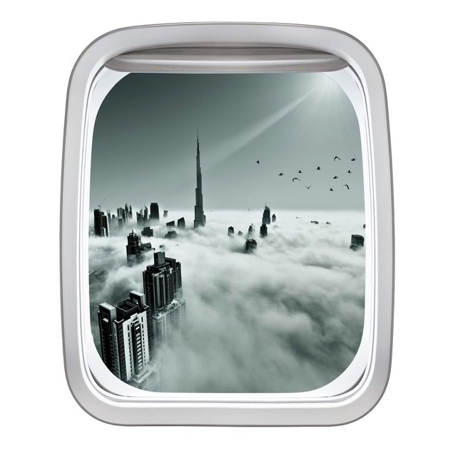 Muurstickers 3d Aircraft Window Up And Above