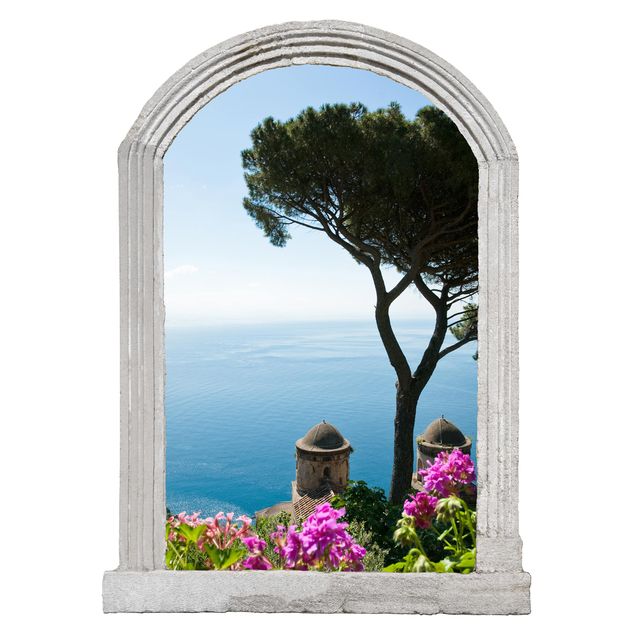 Muurstickers 3d Stone Arch View From The Garden On The Sea