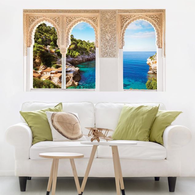 Muurstickers eiland Decorated Window Cala De Deia In Majorca