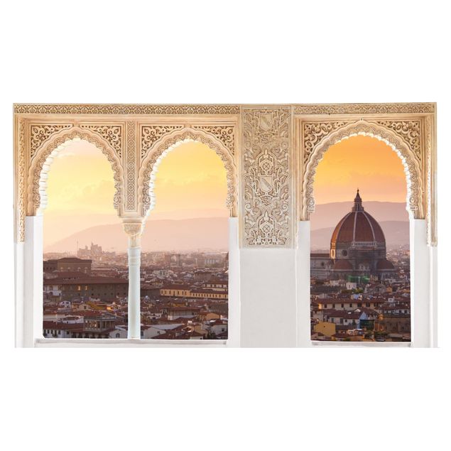 Muurstickers steenlook Decorated Window Florence