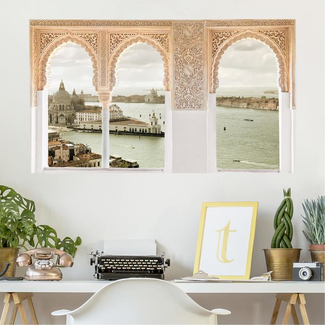 Muurstickers métropole Decorated Window Venice Lagoon