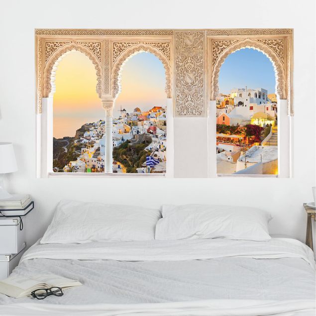 Muurstickers métropole Decorated Window Bright Santorini