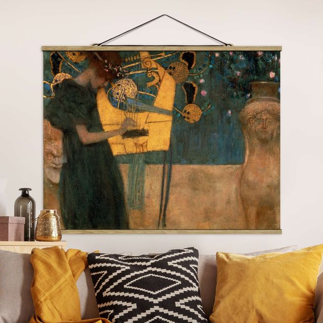 Stoffen schilderij met posterlijst Gustav Klimt - Music