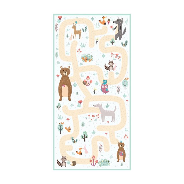 vloerkleed multicolor modern Playoom Mat Forest Animals - Friends On A Forest Path