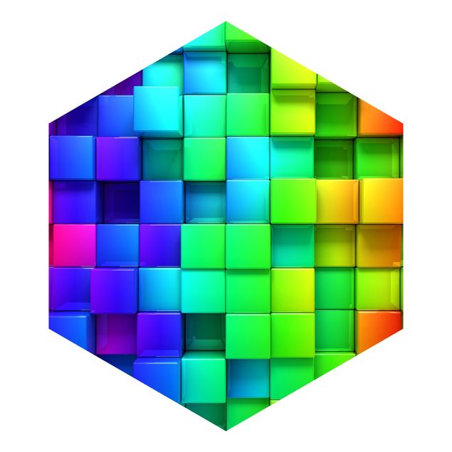 Hexagon Behang 3D Cubes