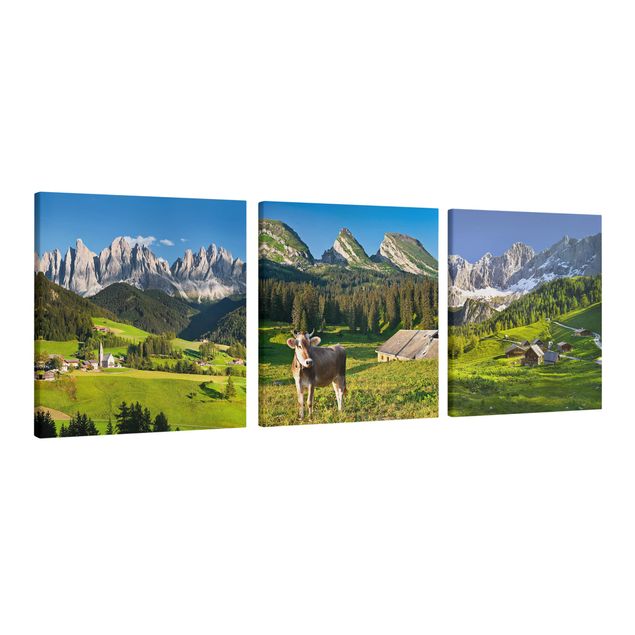 Canvas schilderijen - 3-delig Alpine Meadows