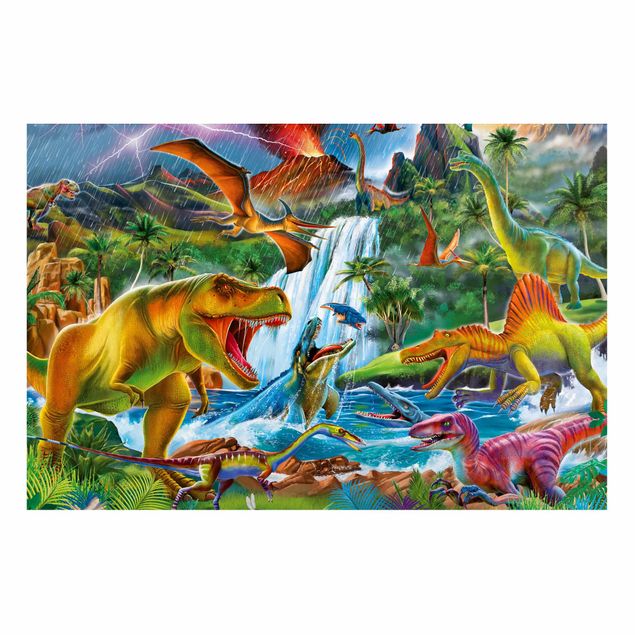 Magneetborden Dinosaurs In A Prehistoric Storm