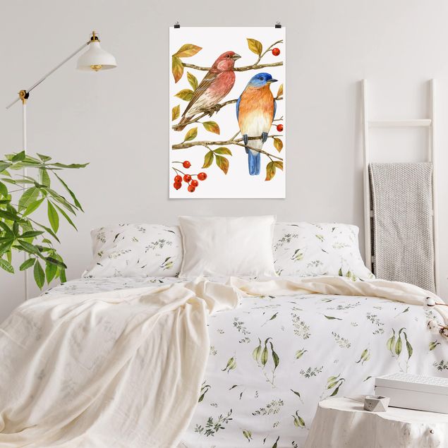 Posters Birds And Berries - Bluebird