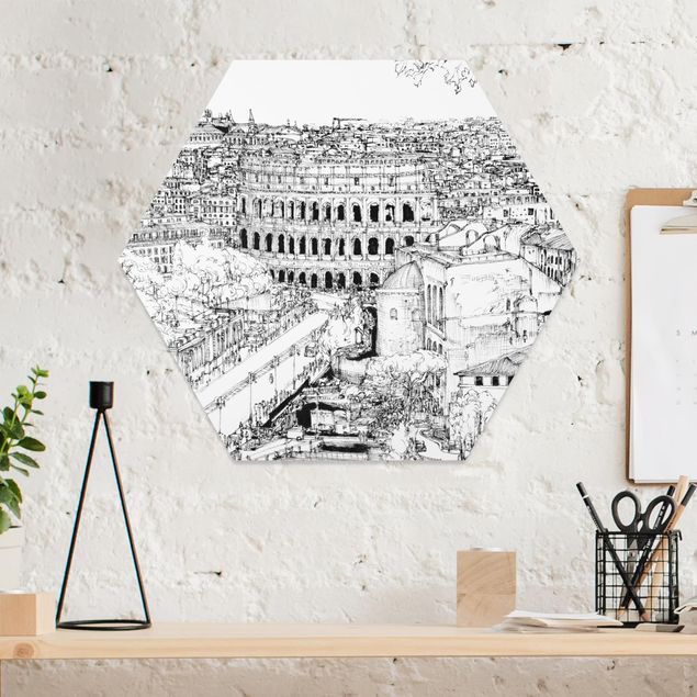 Hexagons Forex schilderijen City Study - Rome