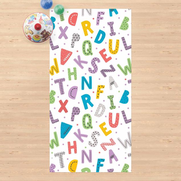 Balkonkleden Alphabet With Hearts And Dots In Colourful
