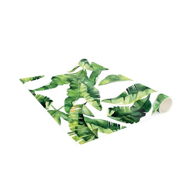 Vloerkleed jungle Banana Leaf Watercolour Pattern