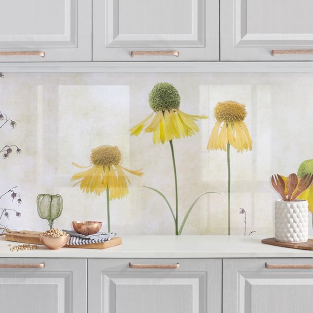 Achterwand voor keuken bloemen Yellow Helenium