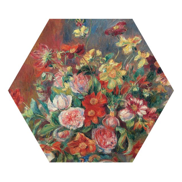 Hexagons Aluminium Dibond schilderijen Auguste Renoir - Flower vase