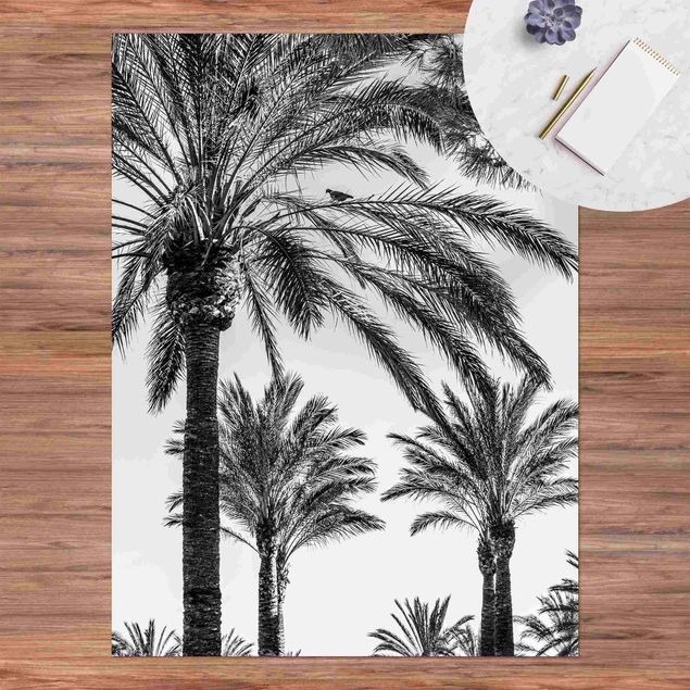 tapijt modern Palm Trees At Sunset Black And White