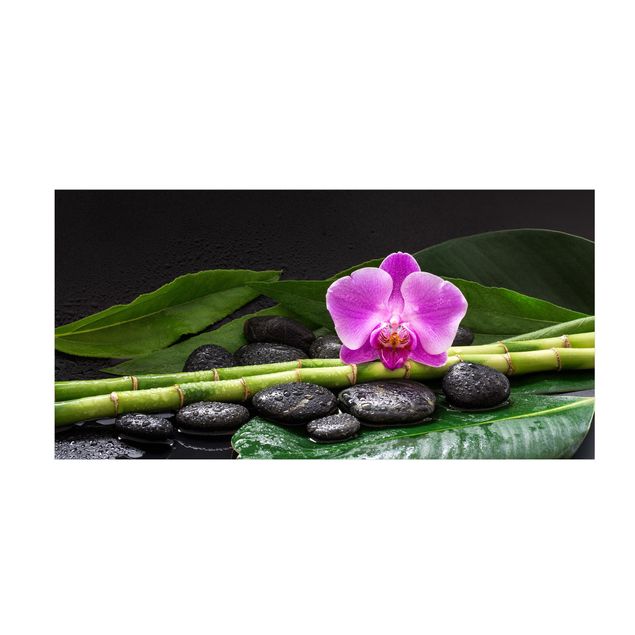 Vloerkleden spiritueel Green bamboo With Orchid Flower
