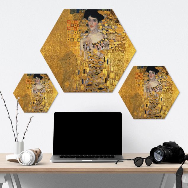 Hexagons Aluminium Dibond schilderijen Gustav Klimt - Portrait Of Adele Bloch-Bauer I