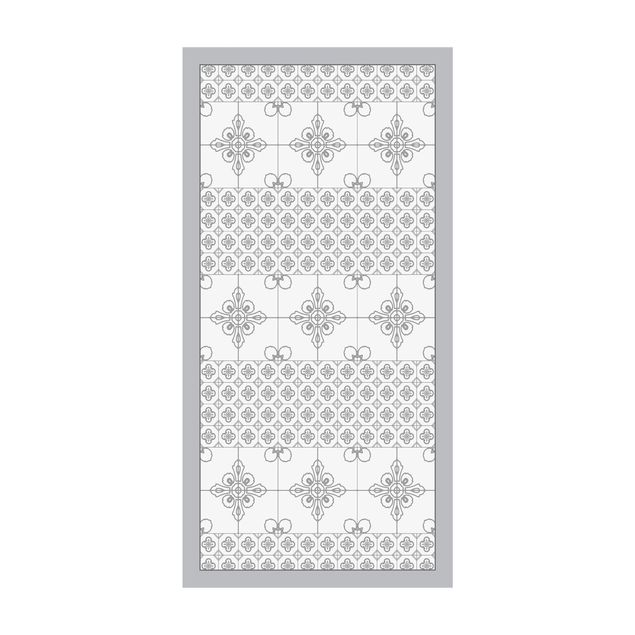 grijs tapijt Floral Tile Pattern Grey With Border