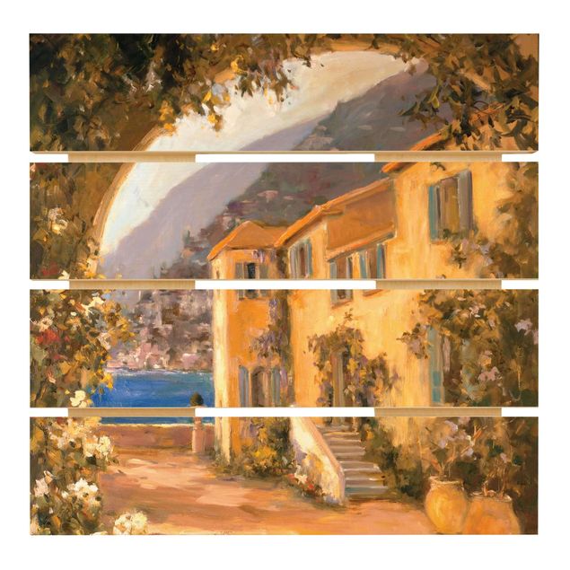 Houten schilderijen op plank Italian Countryside - Floral Bow