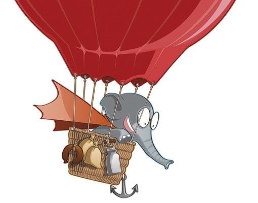 Muurstickers Wall Decal Flying Farm Balloon-Elephant