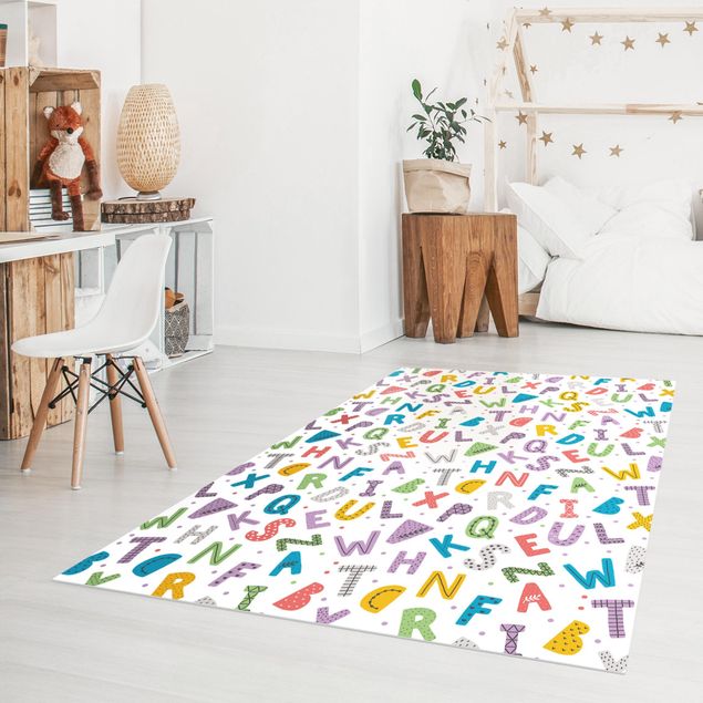 Multicolor vloerkleden Alphabet With Hearts And Dots In Colourful